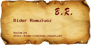 Bider Romulusz névjegykártya